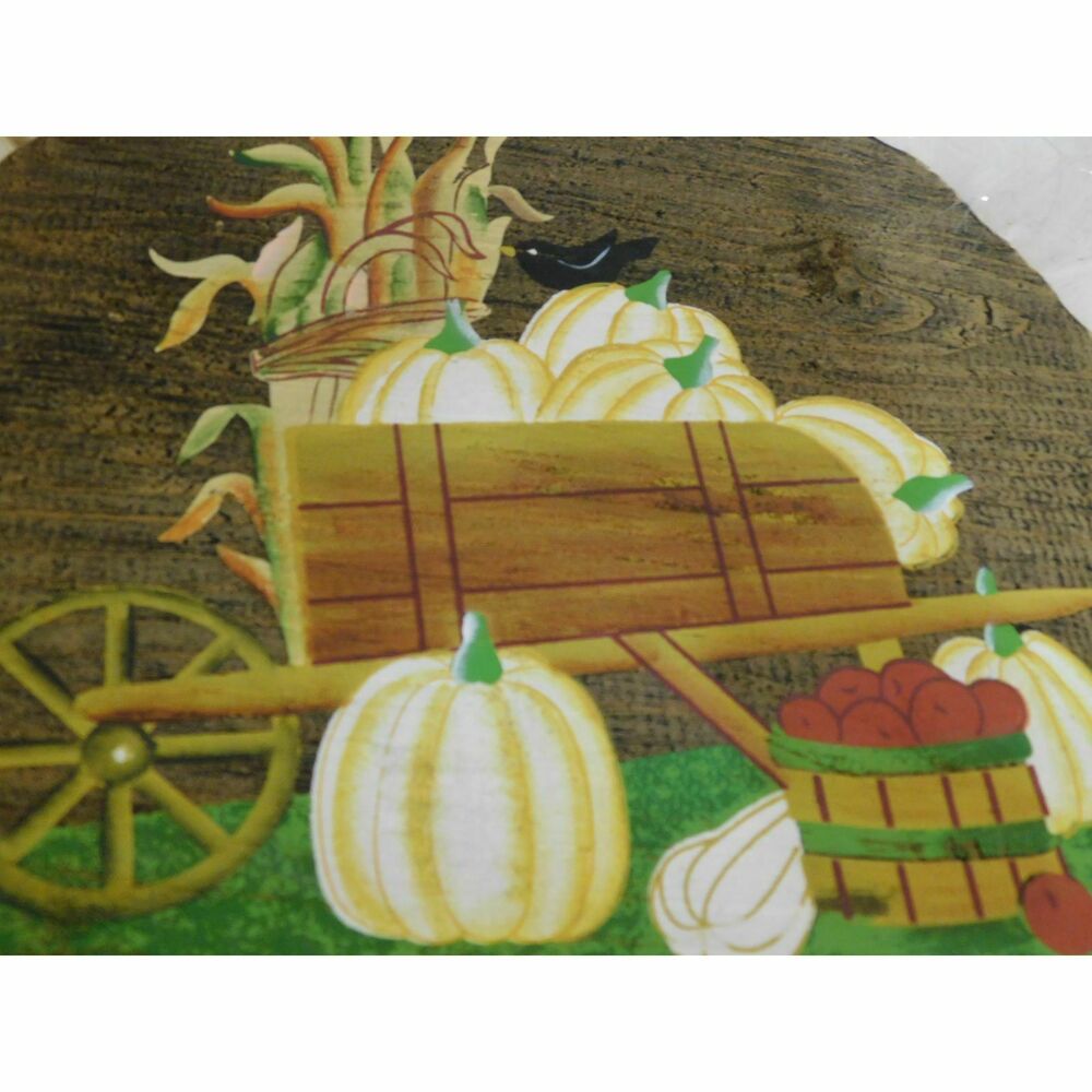 Rustic Wood Pumpkin Wall Plaques Fall Harvest Thanksgiving Welcome Sign Set of 2 - Picture 7 of 9